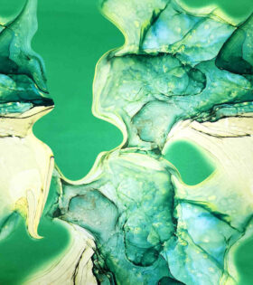Digital Printed Duchess Satin - Abstract - Apple Green