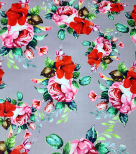 Digital Printed Duchess Satin - Floral - Taupe