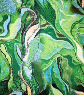 Digital Printed Duchess Satin - Abstract - Emerald