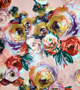 Digital Printed Duchess Satin - Floral - Peach