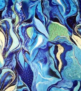 Digital Printed Duchess Satin - Abstract - Royal Blue