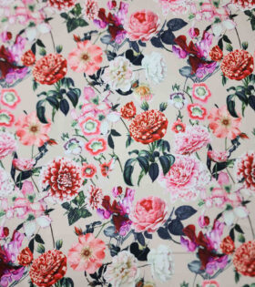 Printed Armani Twill Satin - Floral - Stone