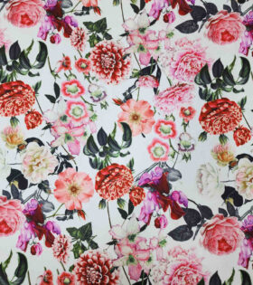 Printed Armani Twill Satin - Floral - White