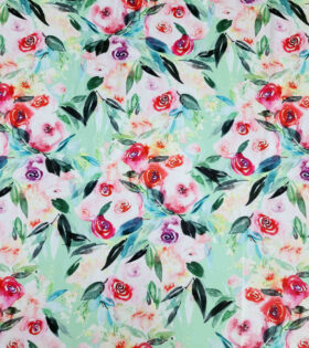 Printed Armani Twill Satin - Floral - Mint