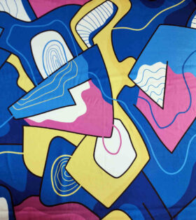 Printed Armani Twill Satin - Abstract - Denim Blue