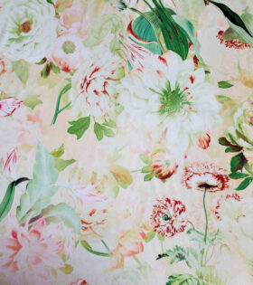 Printed Armani Twill Satin - Floral- Cream