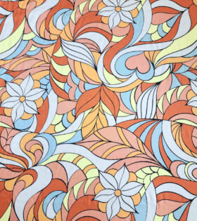 Printed Armani Twill Satin - Floral- Burnt Orange