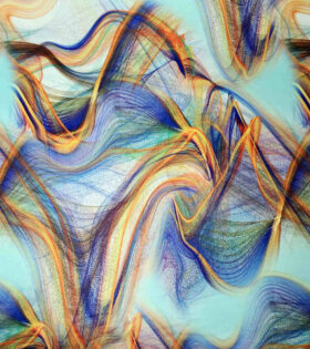 Digital Printed Duchess Satin - Abstract - Orange