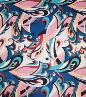 Digital Printed Duchess Satin - Abstract - White