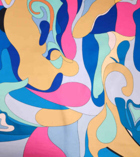 Digital Printed Duchess Satin - Abstract - Cerise Pink