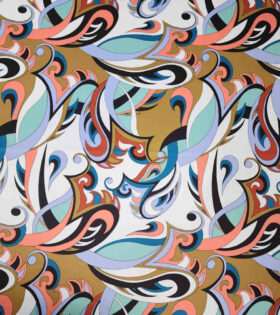 Digital Printed Duchess Satin - Abstract - White