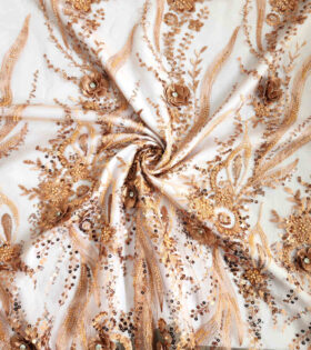 Flower & Rhinestone Tulle - Espresso