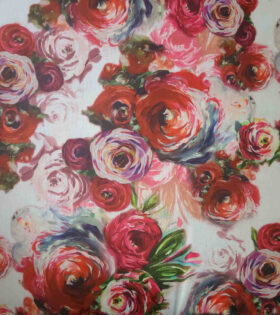 Printed Power Mesh - Floral - White