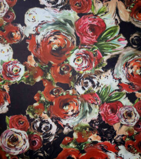 Printed Power Mesh - Floral - Black