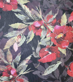 Printed Power Mesh - Floral - Black
