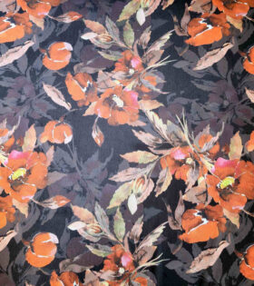 Printed Power Mesh - Floral - Orange