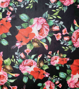 Printed Power Mesh - Floral - Black