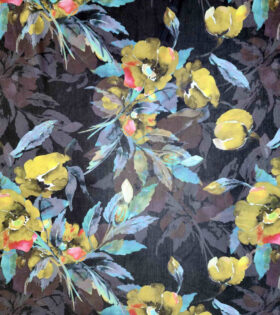 Printed Power Mesh - Floral - Olive