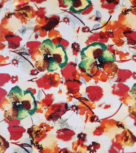 Rayon Challis - Floral - Orange