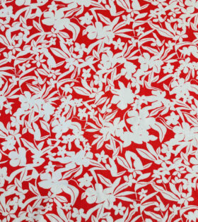 Rayon Challis - Floral - Red