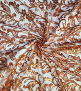Ariel Ribbed Sequins Tulle - Rust
