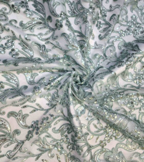 Ariel Ribbed Sequins Tulle - Sage