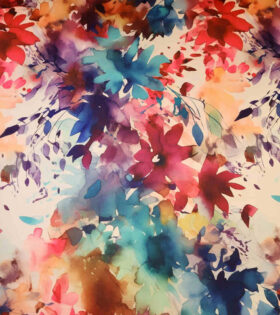 Digital Printed Duchess Satin - Floral - Nude