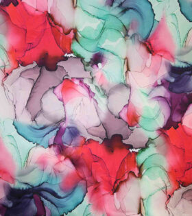 Digital Printed Duchess Satin - Marble - Cerise Pink