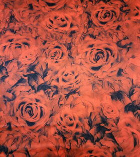 Digital Printed Duchess Satin - Roses - Red