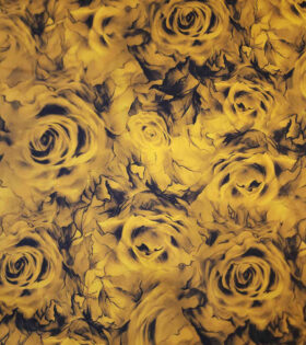 Digital Printed Duchess Satin - Roses - Mustard