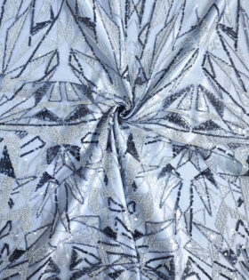 Beaded Diamond Tulle - Navy Blue