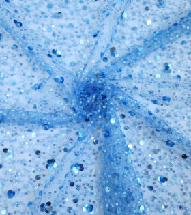 French Beaded Spankle Tulle - Denim Blue