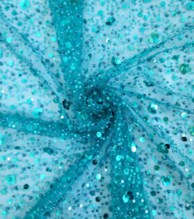 French Beaded Spankle Tulle - Jade