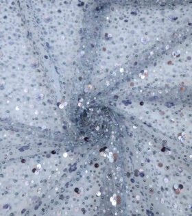 French Beaded Spankle Tulle - Grey