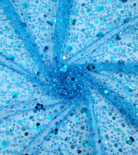 French Beaded Spankle Tulle - Turquoise