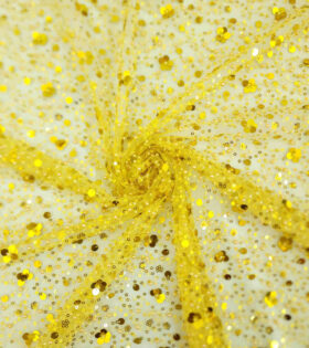 French Beaded Spankle Tulle - Yellow