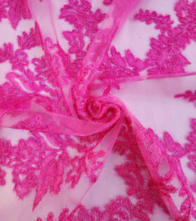 Jasmine Embroidered Tulle - Cerise Pink