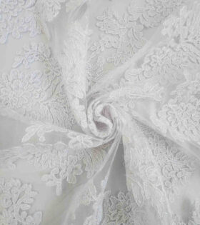 Jasmine Embroidered Tulle - White