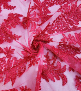 Jasmine Embroidered Tulle - Red