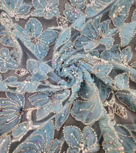 Raymond Floral Tulle - Blue Lagoon