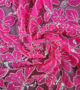 Raymond Floral Tulle - Cerise Pink