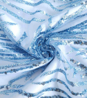 Tropical Palm Sugar Metallic Tulle - Denim Blue