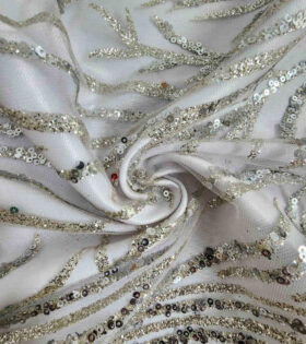Tropical Palm Sugar Metallic Tulle - Platinum