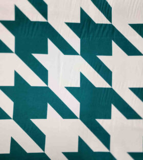 Printed Armani Satin - Houndstooth - Bottle Green