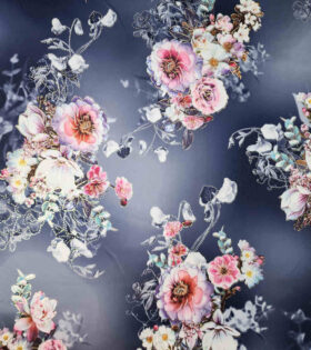 Foil Look Printed Duchess Satin