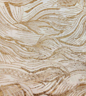Desert Leaf Sugar Metallic Tulle - Beige