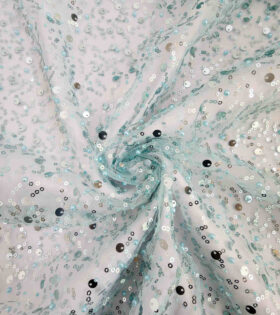 French Beaded Spankle Tulle - Mint