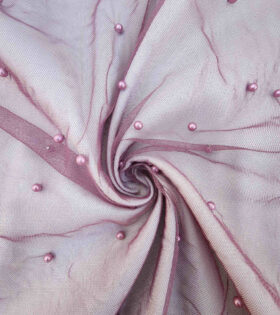 Pearl Beaded Tulle - Mauve