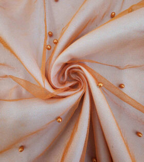 Pearl Beaded Tulle - Orange