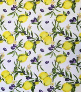 Printed Mini-Matt - Lemons & Olives - White